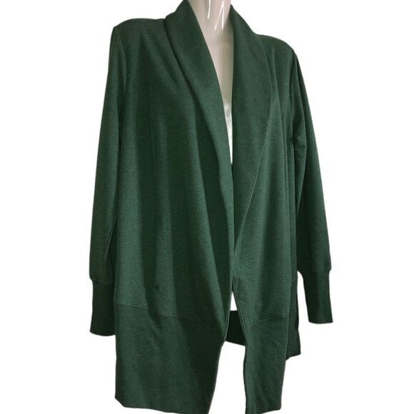 H by Halston shrug‎ cardigan Size XS green open front pockets longline career - Picture 1 of 5
